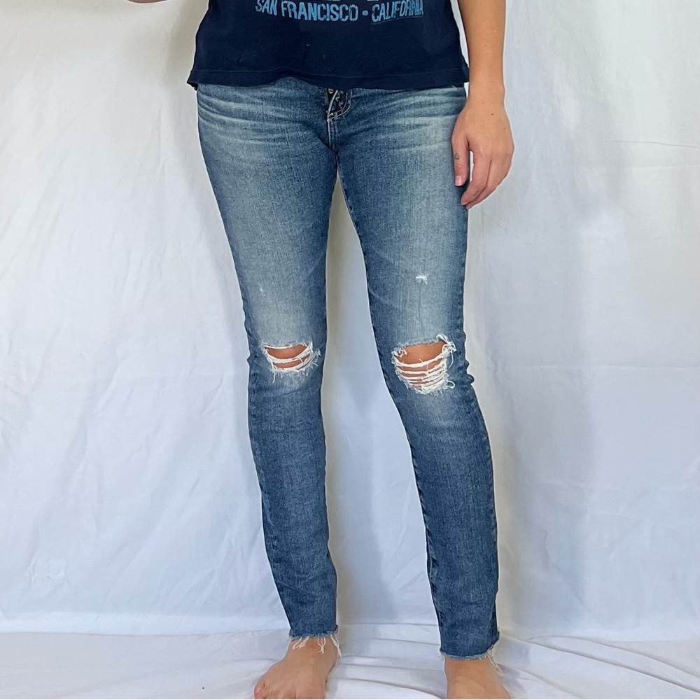 Ag Adriano Goldschmied Farrah High-Rise Skinny Ankle Distressed Denim Jeans